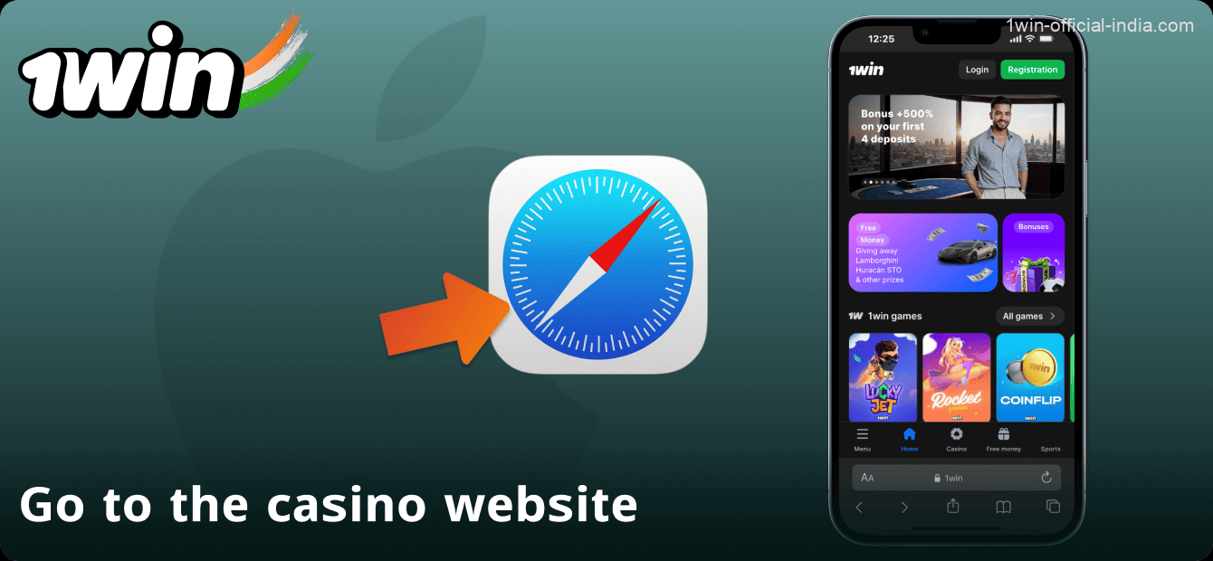 Open the official 1Win casino website in India