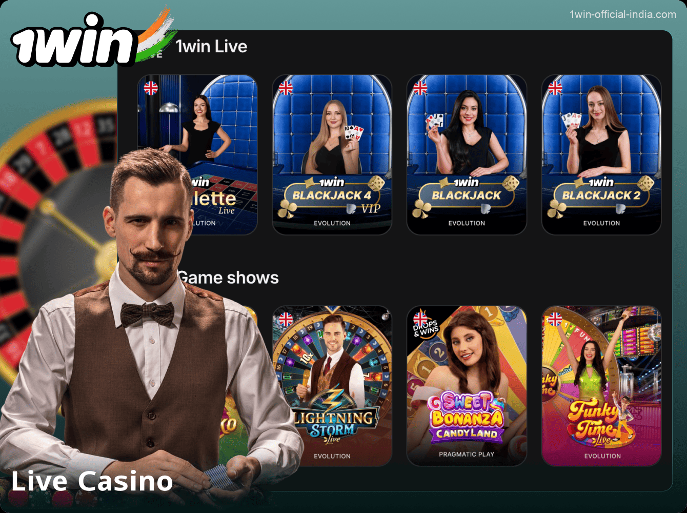 Live casino games on the 1Win website in India